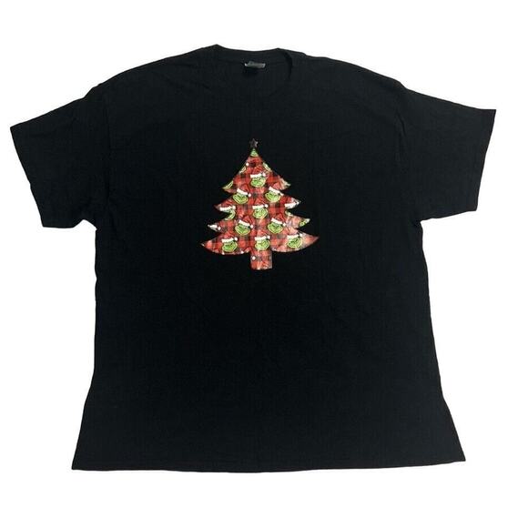 Dr. Seuss The‎ Grinch Santa Hat Buffalo Plaid Christmas T-Shirt Gildan XL New - Picture 1 of 6